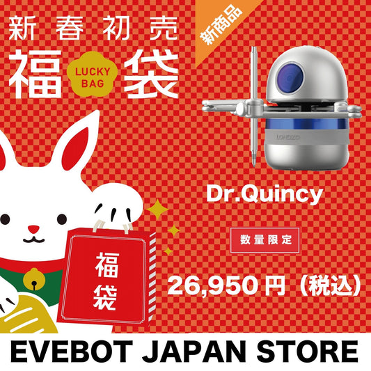 「ロボットで福笑いを届けたい」小牧発の脳トレ支援“お絵描き”ロボット『Dr.Quincy（ドクトルクインシー）』などを福袋で限定数販売！通常価格の30％オフ、1月3日より - EVEBOT JAPAN STORE